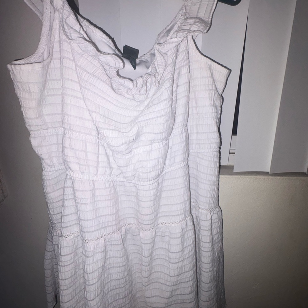 White Sleeveless Ruffle Dress